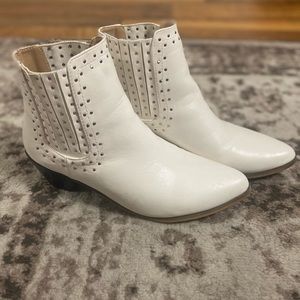 White studded booties